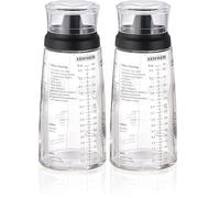 Leifheit Shaker pour vos assaisonnements, shaker vinaigrette, verre doseur gradué pour faire des mélanges, ustensiles de cuisine multifonctions, flacon doseur ml de 300 ml (Lot de 2)