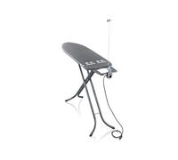 Leifheit Table à Repasser Noire Air Board M Black Plus | 120 x 38 cm avec Housse Thermo Reflect, Planche à Repasser Ajustable avec Repose-Fer Fixe, Guide-Fil et Prise électrique