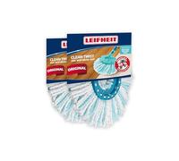 Leifheit Tête de Rechange Clean Twist Disc Mop Ergo, Micro Duo, Lot de 2 | Microfibre double fibre, serpillère rotative tous types de sols, lavable à 60 °C, absorbe saletés et eau, nettoyage profond
