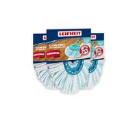 Leifheit Tête de Rechange Clean Twist Disc Mop Ergo, Micro Duo, Lot de 3 | Microfibre double fibre, serpillère rotative tous types de sols, lavable à 60 °C, absorbe saletés et eau, nettoyage profond