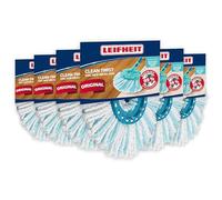 Leifheit Tête de Rechange Clean Twist Disc Mop Ergo, Micro Duo, Lot de 6 | Microfibre double fibre, serpillère rotative tous types de sols, lavable à 60 °C, absorbe saletés et eau, nettoyage profond