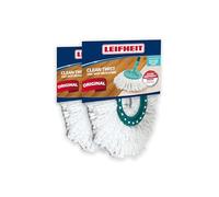 Leifheit Tête de Rechange Clean Twist Disc Mop Ergo, Microfibre, Lot de 2 | Microfibres haute absorption, lavable à 60°C, pour balai rotatif, nettoyage tous types de sols, absorbe eau et saletés