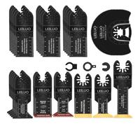 LEILUO 32 Pièces Ensemble de Lames de Scie Multitool Universel | Accessoires pour outils oscillants avec sac de rangement. Compatible avec Einhell, Makita, DTM51Z, Dremel, Parkside & plus.