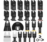 LEILUO 55 Pièces Lame de Scie Oscillante Multifonction pour Bois Clous Plâtre Métal Accessoire Universel pour Outil Oscillant avec Sac de Rangement Compatible avec DeWalt Makita Dremel et Autres