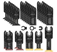 LEILUO Kit d'accessoires 32 pièces pour outils oscillants Idéal pour le bois les clous et les cloisons sèches Lames de scie oscillantes avec sac de rangement Compatible avec DeWalt Makita et plus