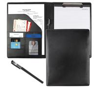 LEIMEND Porte Documents A4 en Simili Cuir Porte Documents | Papiers Écrit Porte avec Bloc-Notes Porte Document Cuir Pour Record de Réunion/RDV Affaires Légère Durable -Noir