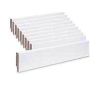 Leiste24 Lot de 10 plinthes en MDF avec chemin de câble et découpe à clip - Blanc - 26 m - 60 mm - Pour stratifié, vinyle, parquet et carrelage