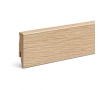 Leiste24 Plinthe décorative 60 mm chêne clair MDF 2600 mm | Plinthe décorative de 60 mm en MDF solide en chêne clair, 2600 mm de long, avec goulotte de câble intégrée et découpe à clip