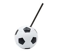 Leisurealeaneag Gobelets en verre en forme de boule de 450 ml avec couvercle et paille - Durable - Utilisation quotidienne - Football - Diamètre : 10 cm