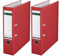 Leitz - 10105025 - Classeur à levier en carton - Format A4-600 feuilles - Etiquette 190 mm - Lot de 2 - Rouge