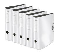 Leitz 10471001 Active Solid Lot de 5 classeurs de qualité supérieure à 180° - Format A4 - Dos arrondi - 8,2 cm de large - Fermeture élastique - Polyfoam léger - Blanc