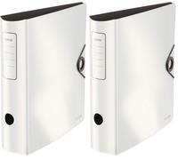 Leitz 10471001 Classeur solide actif 180° A4 avec dos arrondi pour jusqu'à 500 feuilles A4 Largeur du dos environ 8,2 cm Fermeture élastique en polymousse durable Blanc (Lot de 2)