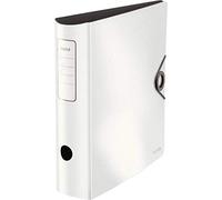 Leitz 10471001 Classeur solide actif 180° A4 avec dos arrondi pour jusqu'à 500 feuilles A4 Largeur du dos environ 8,2 cm Fermeture élastique en polymousse durable Blanc