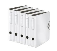 Leitz 10481001 Active Solid Lot de 5 classeurs de qualité supérieure à 180° - Format A4 - Dos arrondi - 6,5 cm de large - Fermeture élastique - Polyfoam léger - Blanc