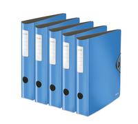 Leitz 10481030 Active Solid Lot de 5 classeurs de qualité supérieure à 180° - Format A4 - Dos arrondi - 6,5 cm de large - Fermeture élastique - Polyfoam léger - En plastique - Bleu clair
