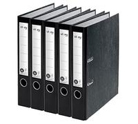 Leitz 10541095 Lot de 5 classeurs A4 100% en carton recyclé pour 350 feuilles de 50 mm de largeur de dos classique marbré Ange bleu et certifié FSC pour école, étude et maison, Noir