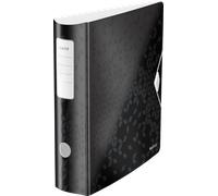 Leitz Classeur à levier A4 Active WOW - Dos arrondi 82 mm, élastique, polyfoam léger, noir