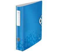 Leitz Classeur Active WOW 1107-00-36 – A4 – Dos 65 mm – 2 étriers – Bleu métal