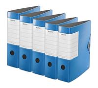 Leitz 11120030 Lot de 5 classeurs de qualité à 180°, solides, format A4, bleu clair, dos de 8,2 cm, fermeture élastique, polyfoam robuste, étiquette au dos extra large interchangeable, bleu clair