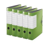Leitz 11130050 Lot de 5 classeurs de qualité à 180°, solides, format A4, étroits, vert clair, dos de 6,2 cm, fermeture élastique, polyfoam robuste, étiquette arrière interchangeable, extra large
