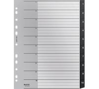 Leitz Intercalaires, Onglets 1-10, A4, Extra-Large, Plastique 90% Recy ologique, Qualité Premium, Recycle, Noir, 12080000
