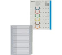 Leitz Intercalaires A5 12 Touches Vierges, Système d'Onglets Interchangeables, Gris, Plastique Ultra-Résistant, 12750000