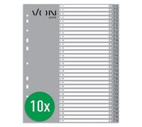 Leitz 12770085 Lot de 10 intercalaires numérotés A4, 1 à 31 intercalaires numérotés pour classeurs et classeurs à anneaux Gris