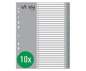 Leitz 12770085 Lot de 10 intercalaires numérotés A4, 1 à 31 intercalaires numérotés pour classeurs et classeurs à anneaux Gris