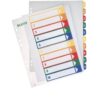 Leitz Intercalaires en plastique 12930000 – A4 extra-large numérotés 1-10 multicolores imprimables