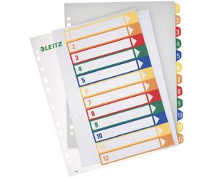 Leitz 12940000 Répertoire DIN A4, extra-large 1-12 polypropylène multicolore 12 onglets imprimable 12940000
