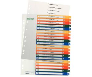 Leitz 1296 Répertoire DIN A4 1-20 polypropylène multicolore 20 onglets extra-large, imprimable 12960000
