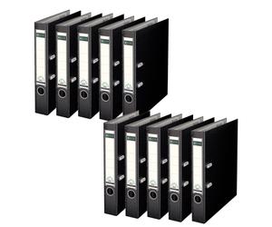 Leitz 180° Plastic Lever Arch File, 5,5 cm, 32 cm, 440g, noir, 10 pièces