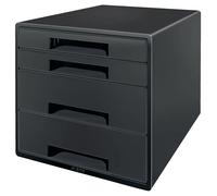 Leitz Bloc à tiroirs CUBE – 4 tiroirs A4 – 100% recyclable, CO2 compensé, Blue Angel – Noir