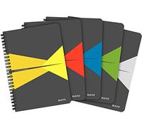 LEITZ 44590099 - Cuaderno WIRO OFFICE tapas de cartón 90 hojas de 90 g/m2, rayado horizontal, DIN A5 colores surtidos (pack 5 ud.)
