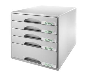 LEITZ 5211-00-85 Boîte à tiroirs Plus, 5 tiroirs, gris