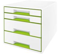 Leitz 5213-20-54 5213 Boîte à tiroirs WOW CUBE - A4/C4, 4 tiroirs fermés, vert/blanc métallisé