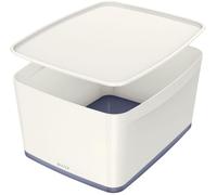 Leitz 5216-10-01 5216 Boîte de rangement MyBox WOW Grande - A4, avec couvercle, ABS, blanc/gris