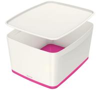 Leitz 5216-10-23 Boîte de rangement MyBox Grande A4 avec couvercle ABS blanc/rose(S)