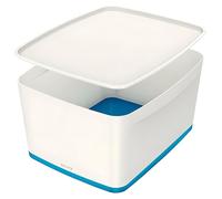 Leitz 5216-10-36 5216 Boîte de rangement MyBox Grande - A4, avec couvercle, ABS, blanc/bleu