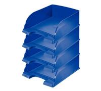 Leitz 52330035 Lot de 4 Corbeilles à courrier Hauteur 103 mm Bleu Foncé