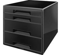 Leitz 5252-10-95 5252 Boîte à tiroirs CUBE - A4/C4, 4 tiroirs fermés, noir