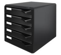 Leitz 5293-00-95 5293 Schubladenset Post-Set - A4/C4, 5 halboffene Schubladen, schwarz/schwarz