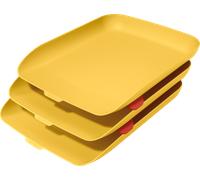 Leitz Corbeille à Courrier A4, Lot de 3, Cosy, Jaune, 53582019