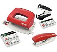 Leitz 5507 Perforatrice et perforatrice avec pinces de rangement et extracteur d'agrafes (rouge)