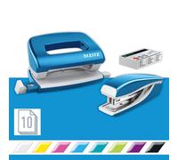 Set d'agrafage - LEITZ - WOW - Couleur Bleu - 1 agrafeuse - 1 perforateur - 1000 agrafes n°10 Bleu G