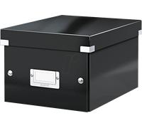 Leitz Boîte de rangement Click & Store, Petit format A5 (22 x 16 x 28,2 cm), pour l'organisation des objets de la maison et du bureau, Montage bouton pression, En carton recyclé à 84%, Noir, 60430095