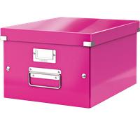 Leitz Boîte de rangement Click & Store, Format moyen A4 (28,1 x 20 x 37cm), pour l'organisation des objets de la maison et du bureau, Montage bouton pression, En carton recyclé à 85%, Rose, 60440023