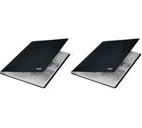 Leitz A4 Reliure Protège-Documents, 40 Pochettes Plastifiées Fixes Incluses, Capacité 80 Feuilles, 100% Recyclable, Écologique, Recycle, Noir, 46770095 (Lot de 2)