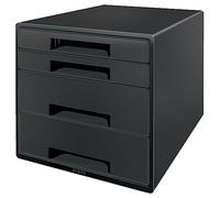 LEITZ - Bloc à Tiroirs pour Bureau, Organiseur de Bureau avec 4 Tiroirs A4, 100% Recyclable, Compensé en CO2 & Certifié Blue Angel, Gamme Recycle, coloris Noir, 53720095