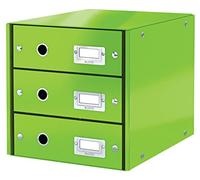 Leitz Bloc de Classement A4, 3 Tiroirs, Click & Store, WOW, Vert, 60480054